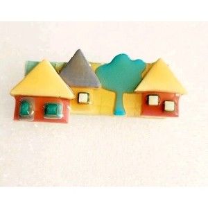 Vintage House Pins by Lucinda 3D HOME Tree Pastels